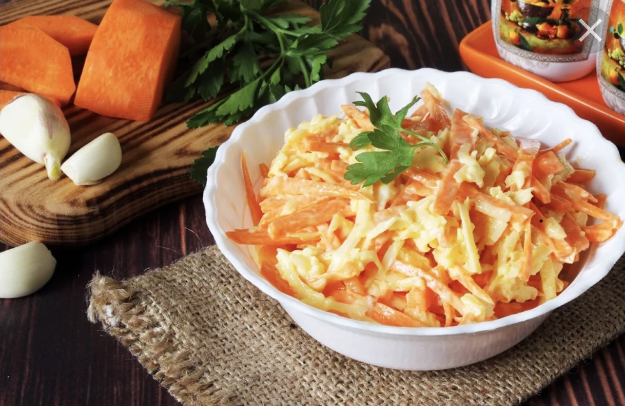 Морковный салат с творогом